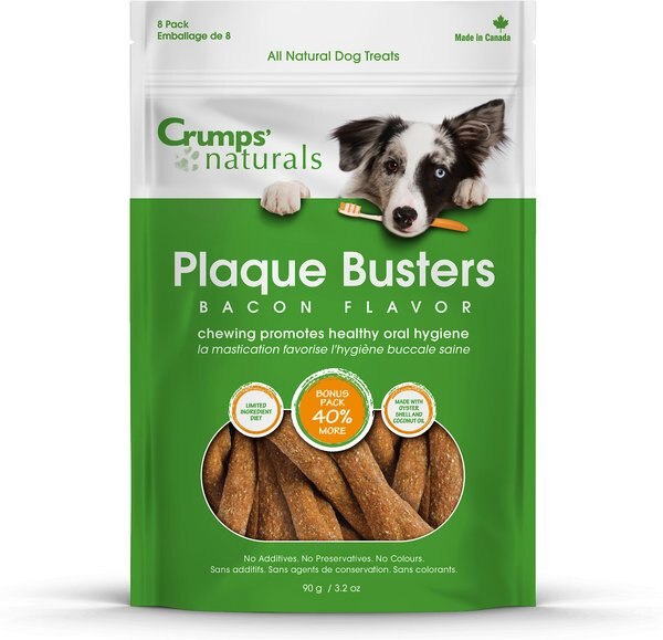 Crumps' Naturals Plaque Busters Bacon Flavor Dental Dog Treats