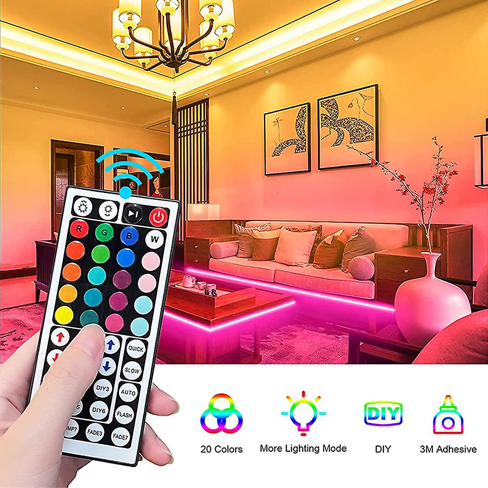 Rgb Led Strip Lights With 44 Key Remote 50 Ft， Multi-color Rgb Smd5050 Led Lights