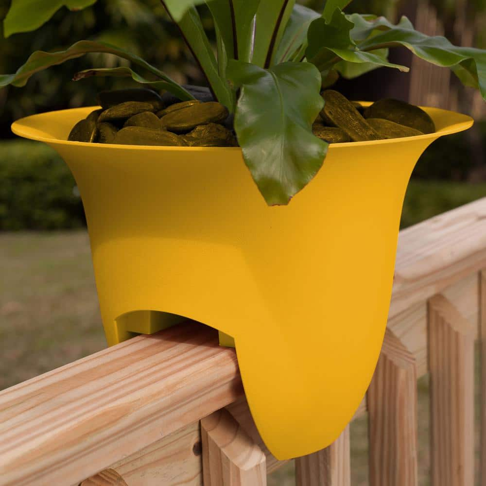 Bloem Modica 12 in. Earthy Yellow Plastic Deck Rail Planter MR1223