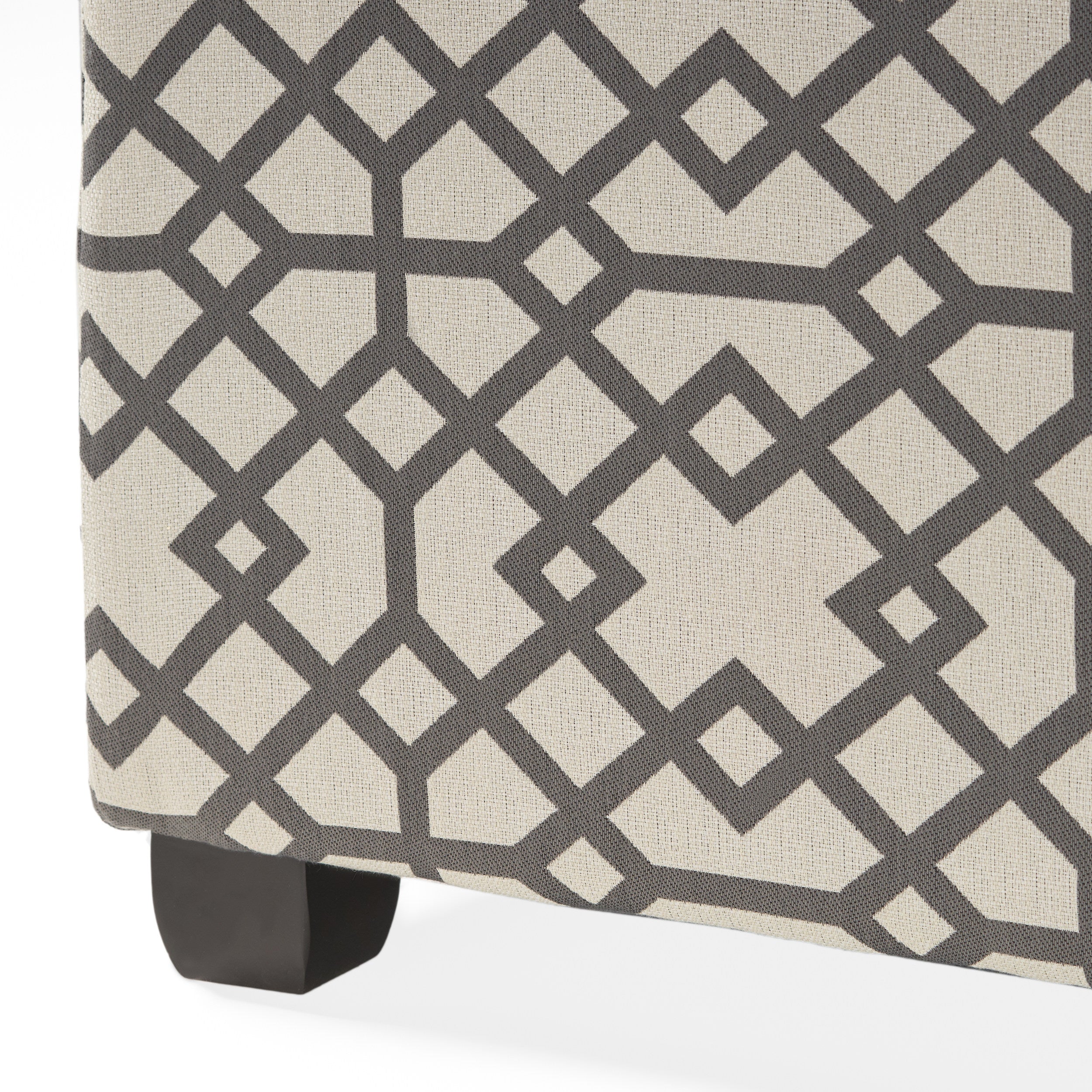 Estee Grey Geometric Pattern Fabric Square Storage Ottoman Coffee Table