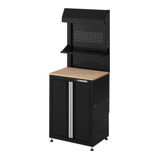 Husky 3-Piece Ready-to-Assemble Steel Garage Workstation in Black (26.6 in. W x 69.5 in. H x 19.5 in. D) G26003S1-US