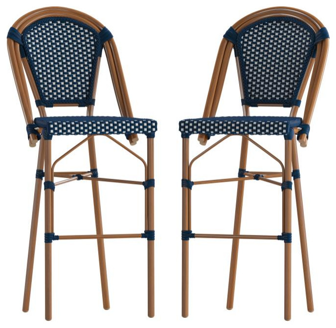 Set of 2 Stackable Indoor/Outdoor French Bistro 30 quotHigh Bar Stools   Tropical   Outdoor Bar Stools And Counter Stools   by Pot Racks Plus  Houzz