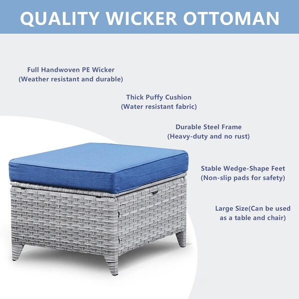 Wicker Rattan Ottoman Outdoor Patio Ottoman