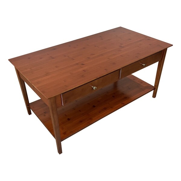 Solid Bamboo Coffee Table with Drawers