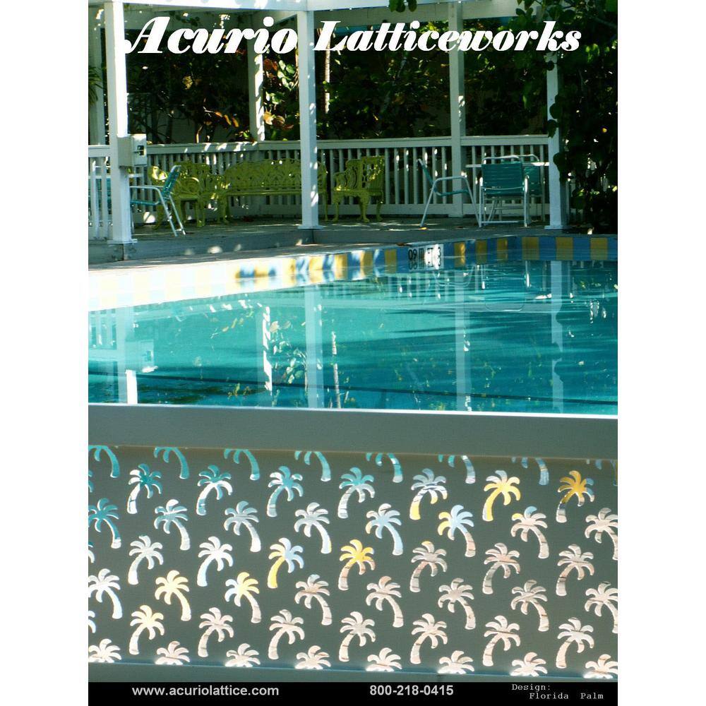 Acurio Latticeworks Palm Tree 4 ft. x 32 in. White Vinyl Decorative Screen Panel 4832PVCW-PLM