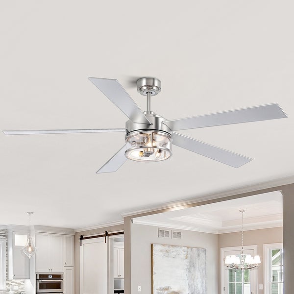 60 In Brushed Nickel Ceiling Fan with Light Remote(5-blade) Shopping - The Best Deals on Ceiling Fans | 41427727