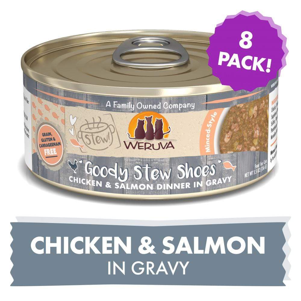 Weruva Classic Cat Stews! Goody Stew Shoes with Chicken and Salmon in Gr