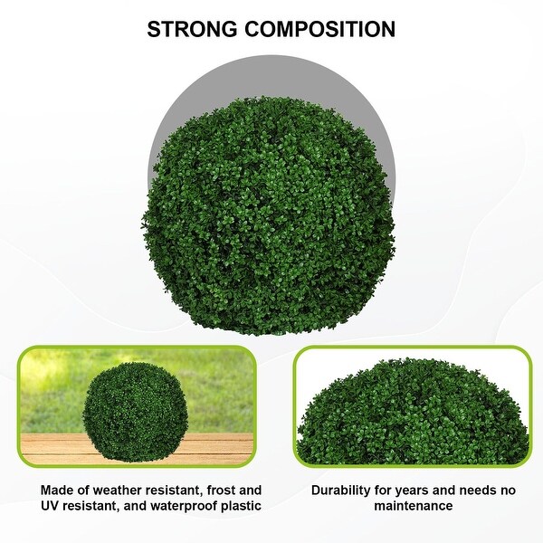 Pottery Pots Boxwood Medium Plastic Indoor Outdoor Round Artificial Plant，27.6 Inch Diameter，Green