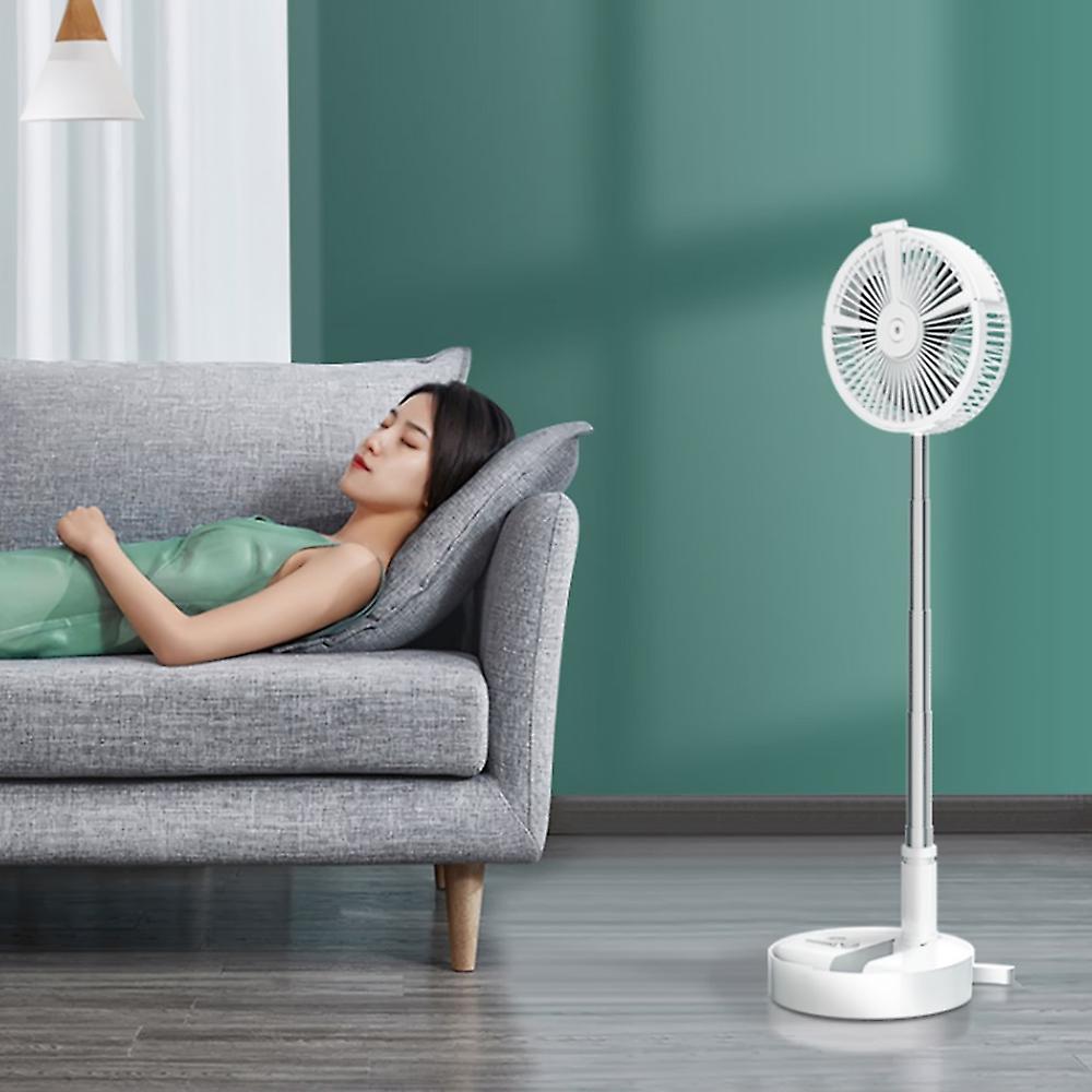 H9 Portable Folding Hydrating Fan Usb Electric Fan Multifunctional Humidifying Water Spray Fan Rechargable Desk Floor Fan With Night Light White