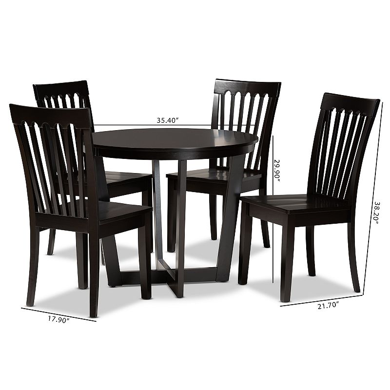 Baxton Studio Sasa Dining Table and Chair 5-piece Set