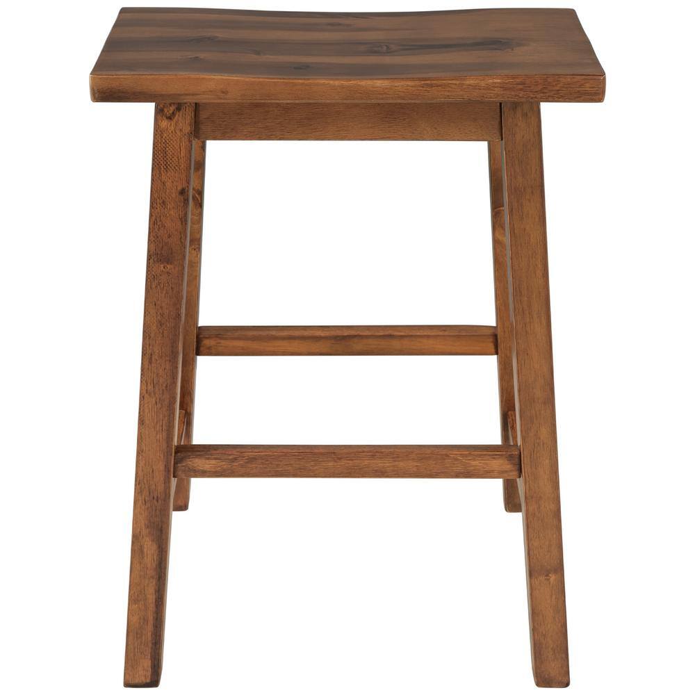 23.6 in. H Stool Walnut Rustic Rubber Wood Backless Bar Stool Counter Height Kitchen Dining Stools (Set of 2) ZY-WF285473AAD