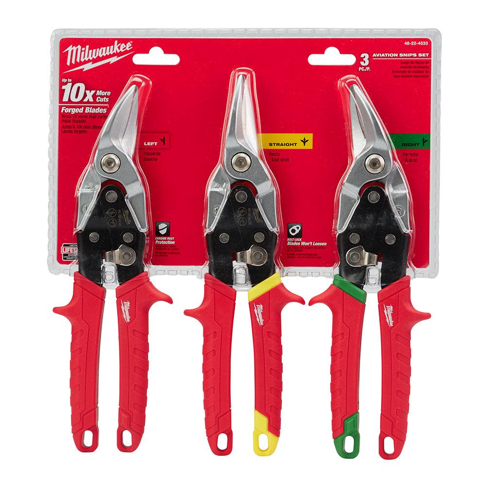 Milwaukee 3-Piece Aviation Snip Set 48-22-4533 from Milwaukee