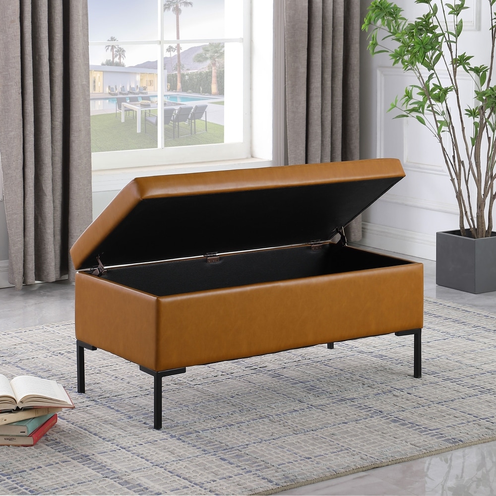 HomePop Large Storage Bench with Metal Legs