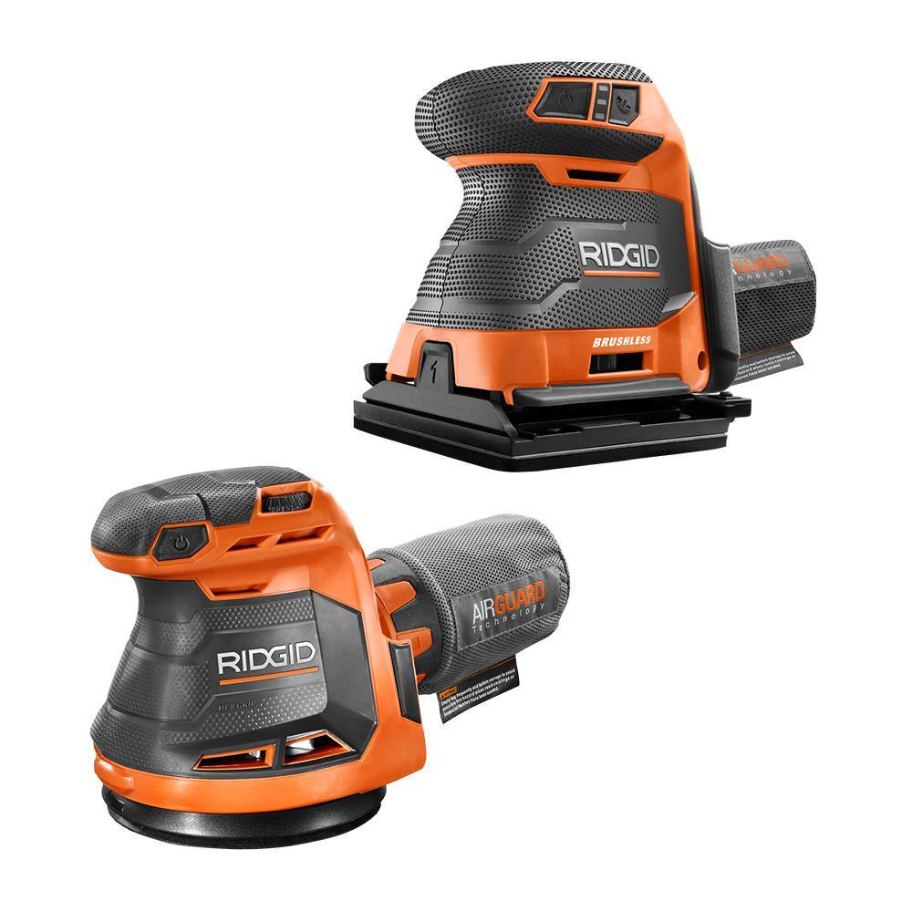 RIDGID 18V Cordless 2-Tool Combo Kit with Random Orbit Sander and 14 in. Sheet Sander (Tools Only) R8404439SB2N