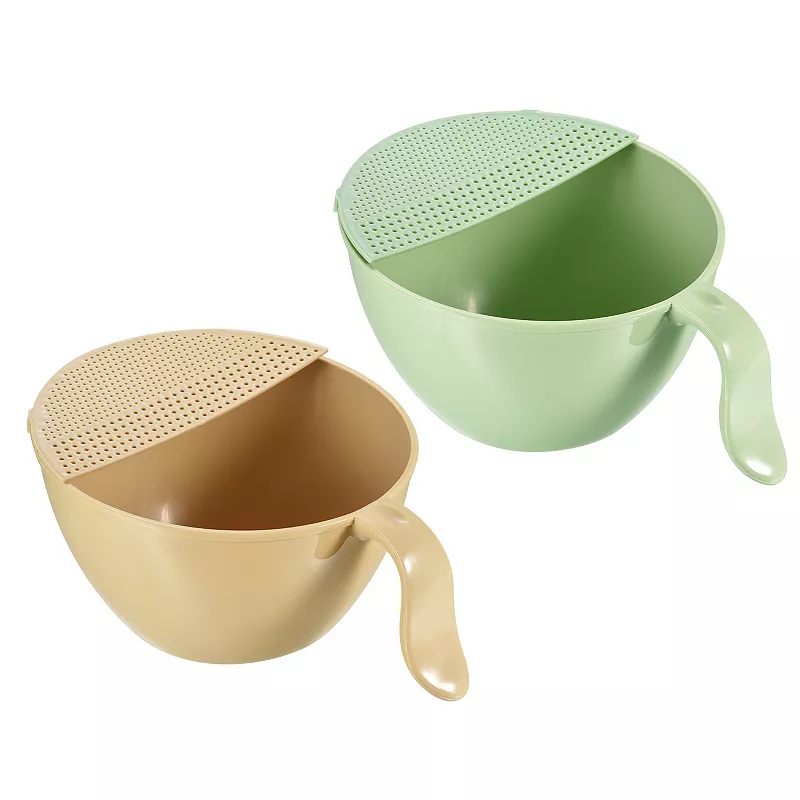 Rice Washing Bowl Fruit Vegetable Colander Drain Basket 2PCS