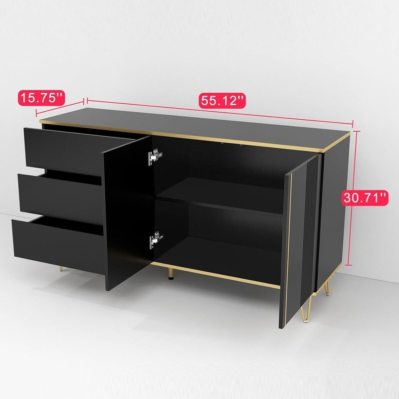 Black Side Cabinet  Sideboard for Bedroom or Hallway