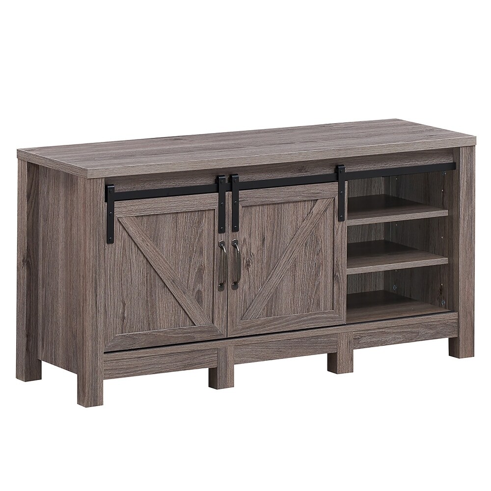 Costway TV Stand Sliding Barn Door Entertainment Center for TV's up to   Deep Taupe