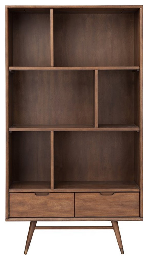 Nuevo Baas 3 Shelf Bookcase in Walnut   Midcentury   Bookcases   by Homesquare  Houzz