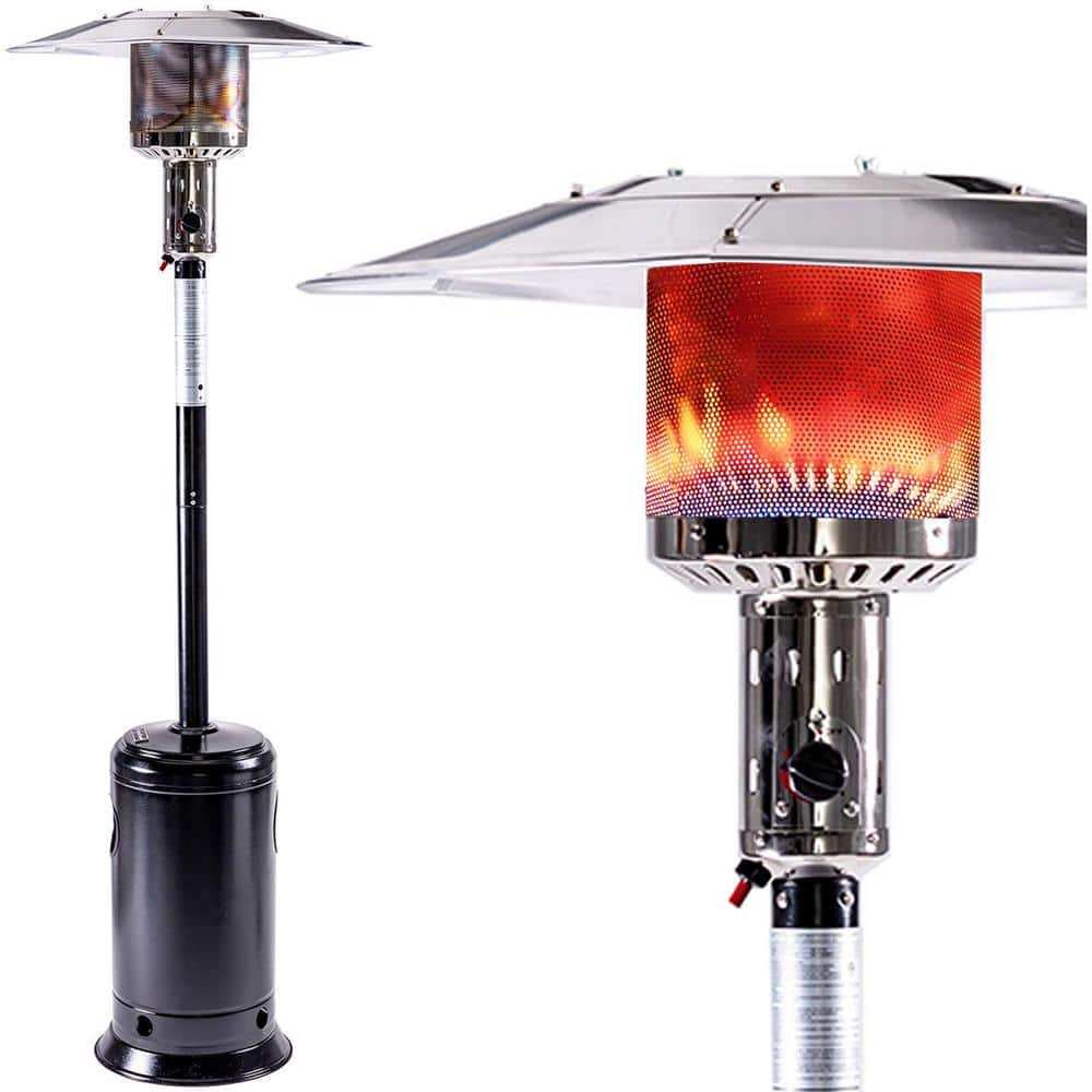 Kadehome 88 in. Outdoor Patio Stainless Steel Propane Heater with Portable Wheels 47,000 BTU for Party Restaurant Garden Yard KH-CAPH-7-S