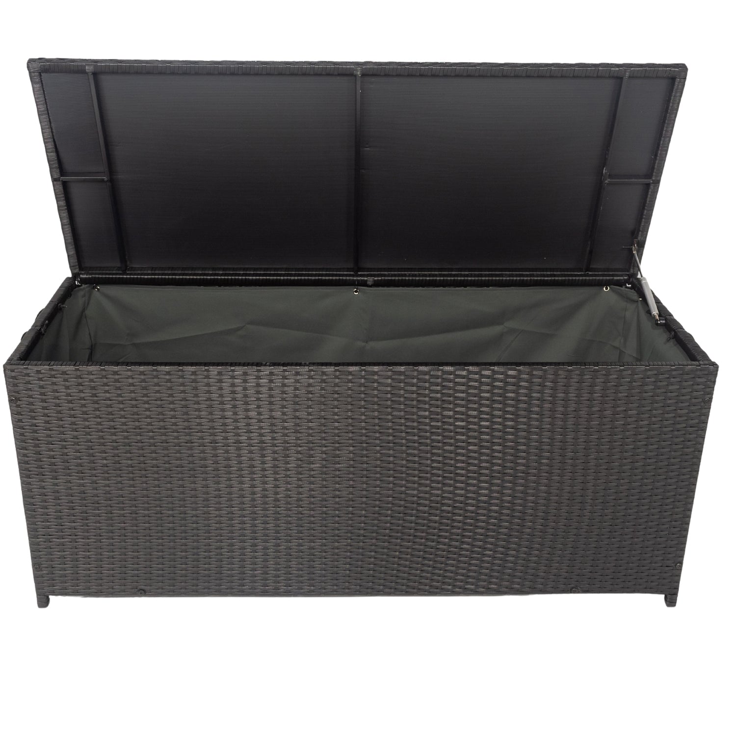 Seizeen Outdoor Storage Box 113 Gal, XL All-Weather Deck Box Waterproof with Inner Liner, Heavy-Duty Patio Furniture Storage, Black Rattan Outdoor Toy Tool Storage