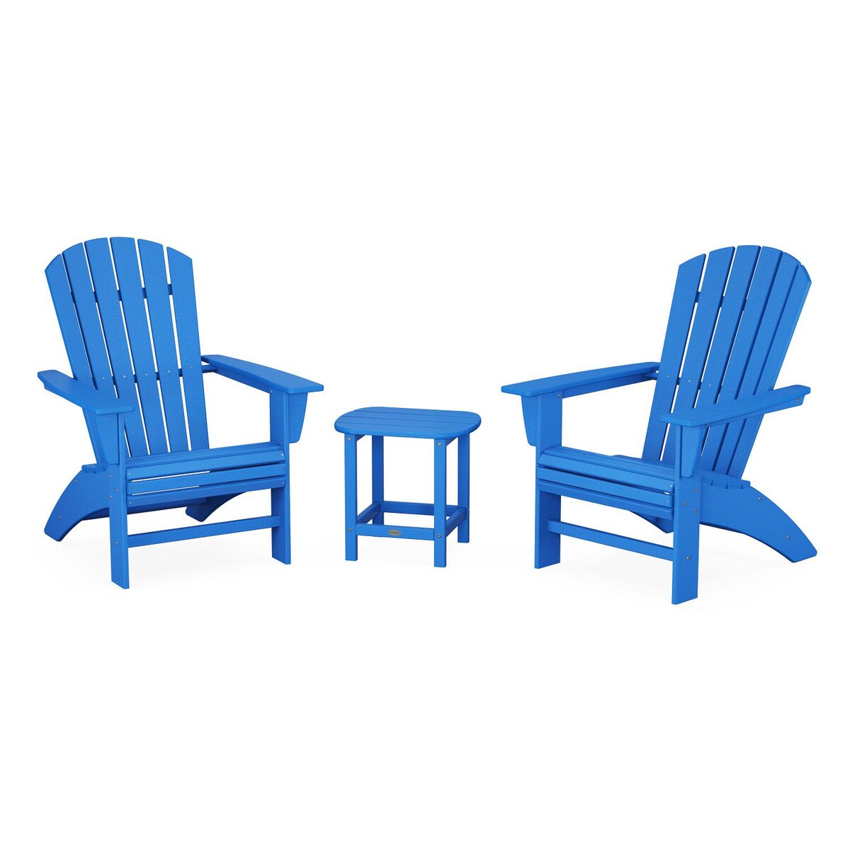 POLYWOOD Nautical 3-Piece Curveback Adirondack Set