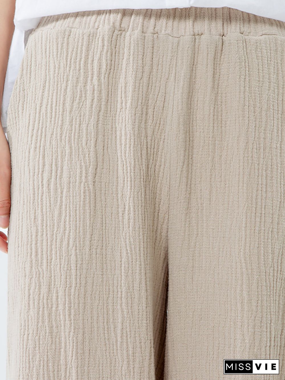 Plus Size Cotton Linen Pocket Pants