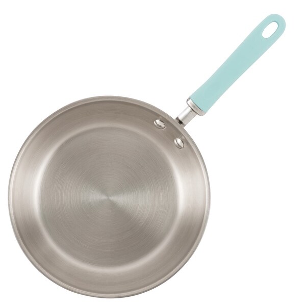 10-Piece Create Delicious Stainless Steel Pots and Pans Set， Cookware Set， Light Blue Handles