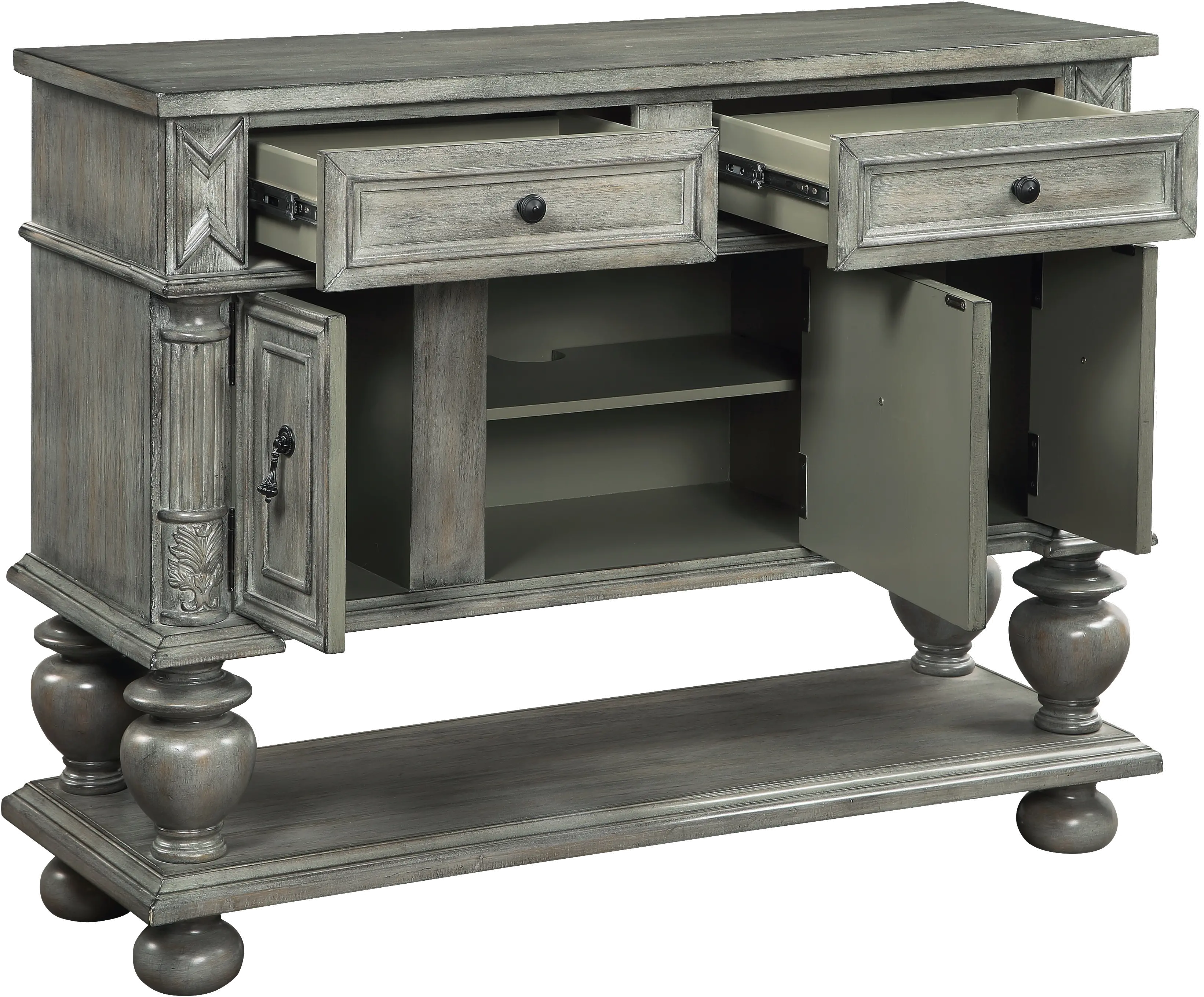 Traditional Burnished Gray Storage Accent Cabinet