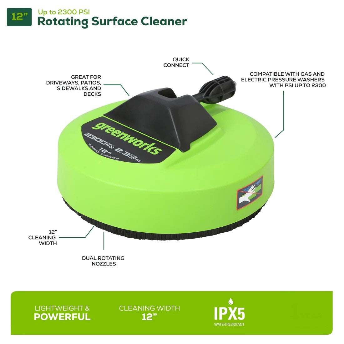 12-Inch Rotating Surface Cleaner | Greenworks Tools