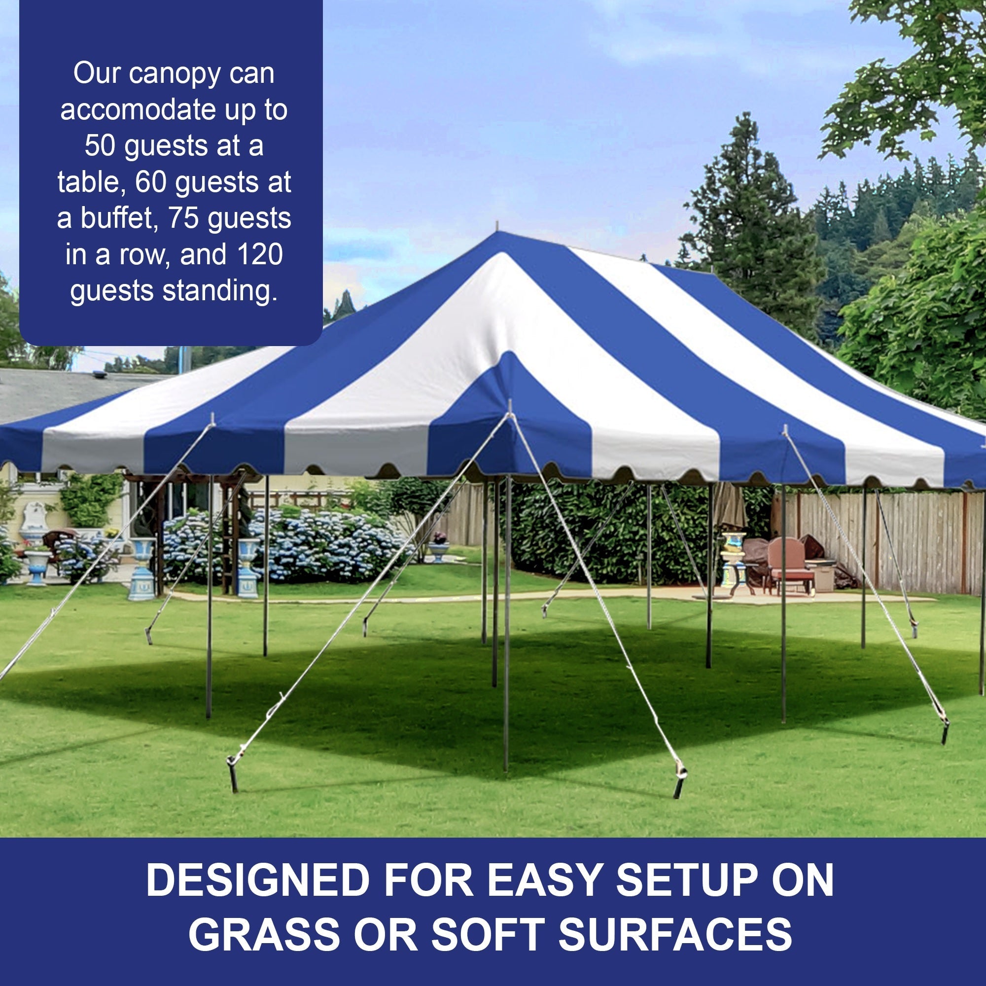 Party Tents Direct Weekender Outdoor Canopy Pole Tent, Blue, 20 ft x 30 ft