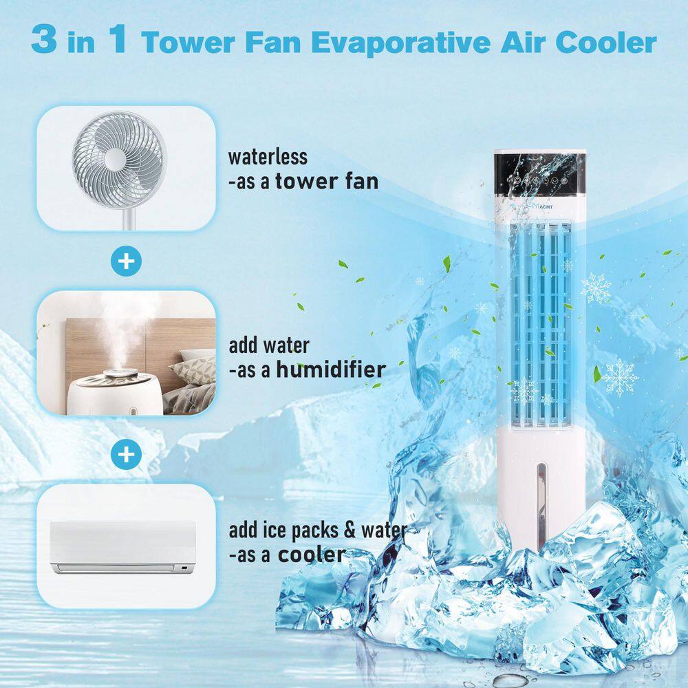 Tidoin 3-in-1 3-Speed Portable Evaporative Cooler Fan Humidifier with Remote Control and 11 Gal. Water Tank Bosn-YDD0-K2X