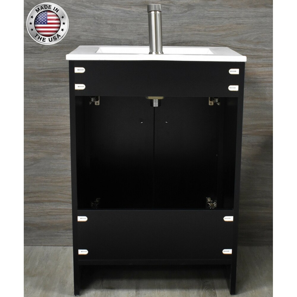 Volpa USA Villa 24 inch Black Freestanding Bathroom Vanity Set