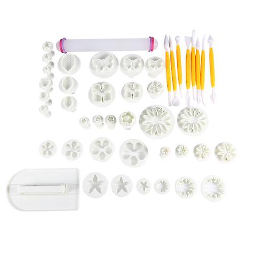 46pcs Fondant Cake Decorating Flower Sugarcraft Cutter Tools Cookies Icing Mold