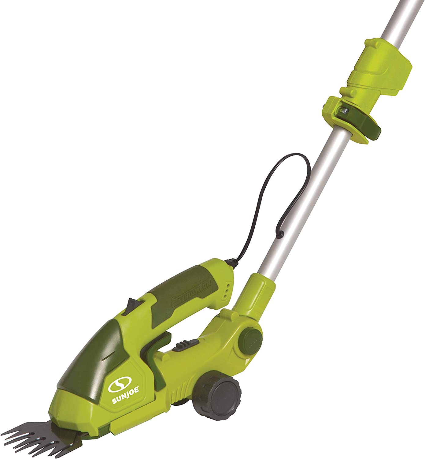 Sun Joe HJ605CC Cordless 2-in-1 Grass Shear + Hedge Trimmer w/Extension Pole， Green