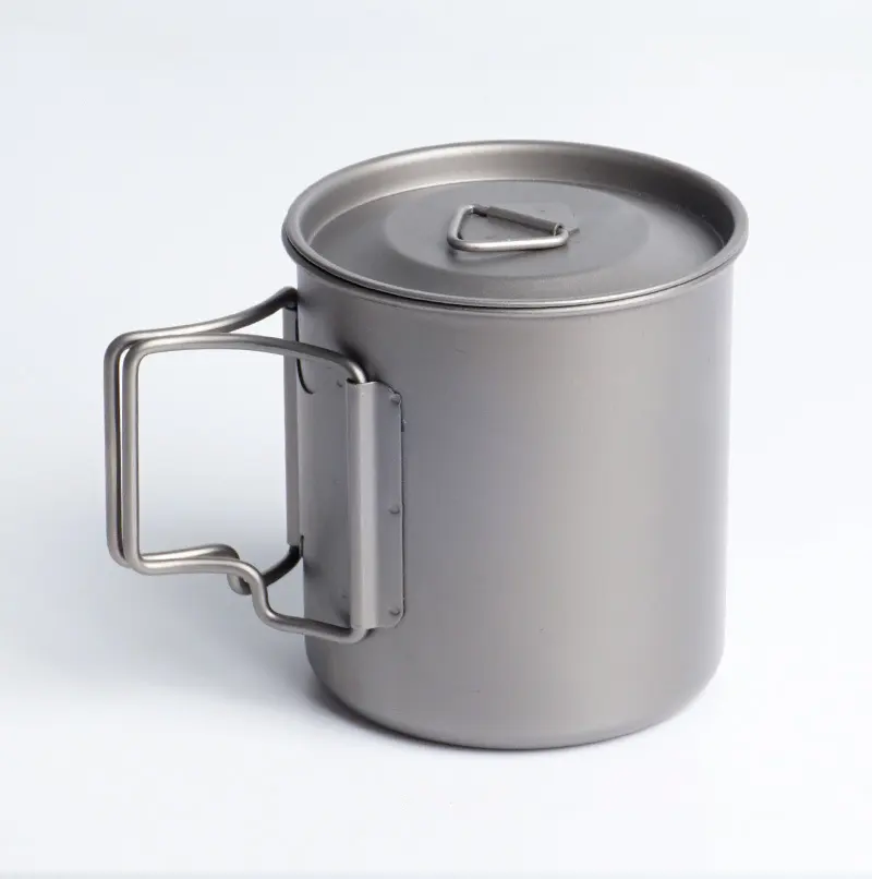 Outdoor Camping Cup Pure Titanium cup alloy mug Camping portable Folding  cup with lid Titanium