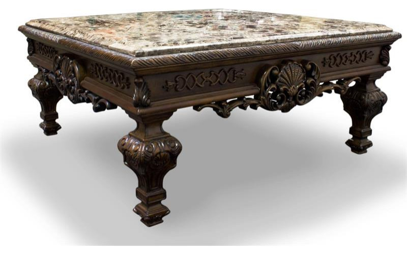 Best Master Traditional Solid Wood and Faux Marble Top Coffee Table in Cherry   Victorian   Coffee Tables   by Homesquare  Houzz