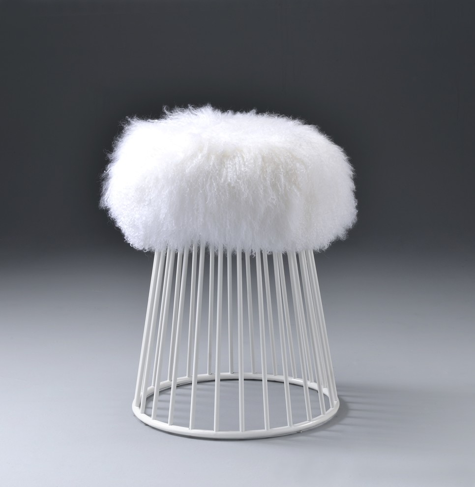 Sherpa Fur Round Ottoman   Contemporary   Footstools And Ottomans   by Totally Kids fun furniture  amptoys  Houzz