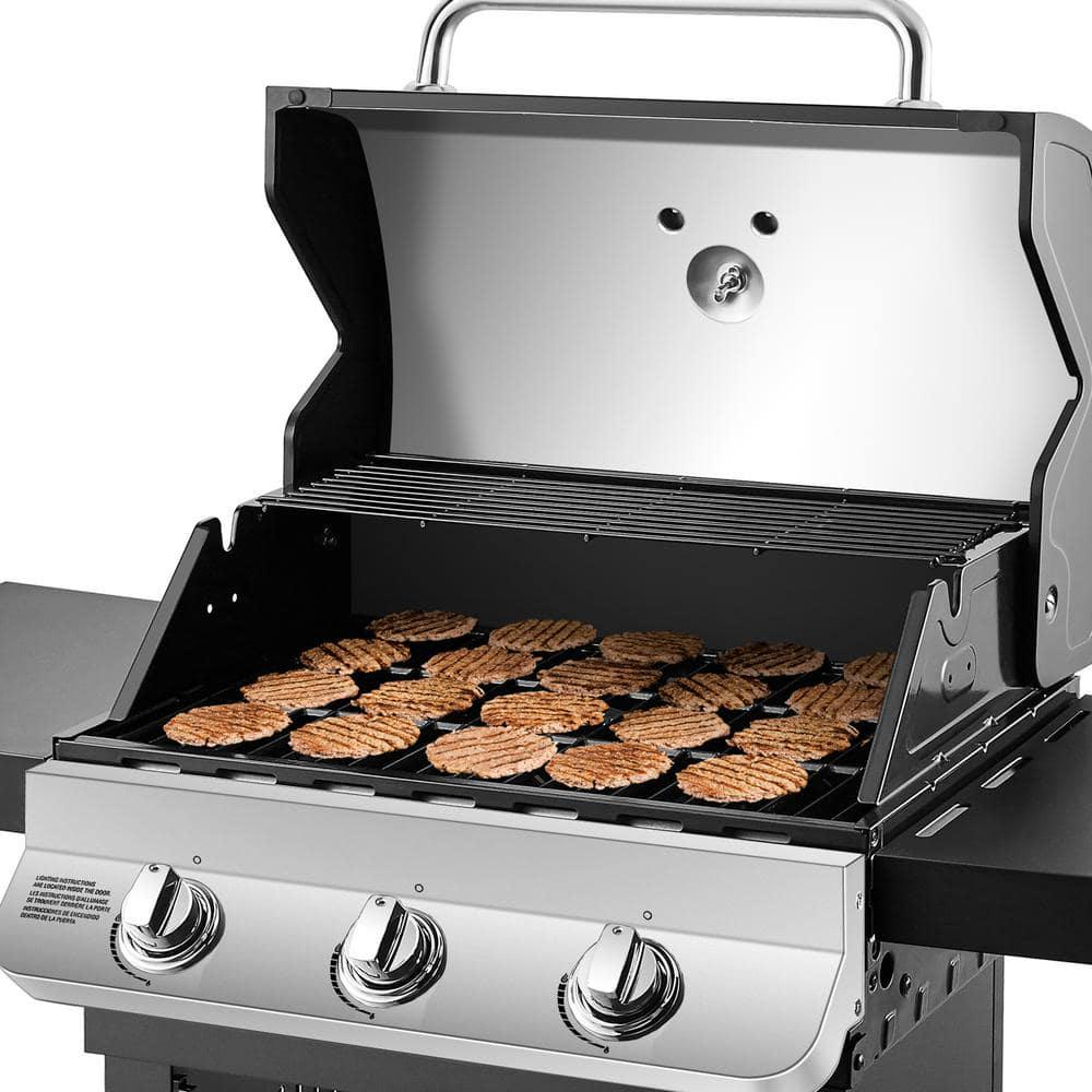 DynaGlo Premier 3Burner Natural Gas Grill in Stainless Steel with Folding Side Tables