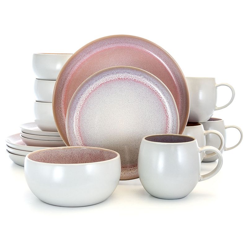 Elama Mocha Muave 16 Piece Luxurious Stoneware Dinnerware with Complete Setting for 4