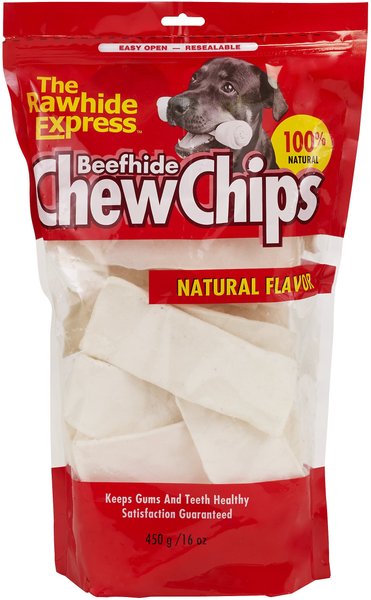 The Rawhide Express Natural Beefhide Chips Dog Treats， 16-oz bag