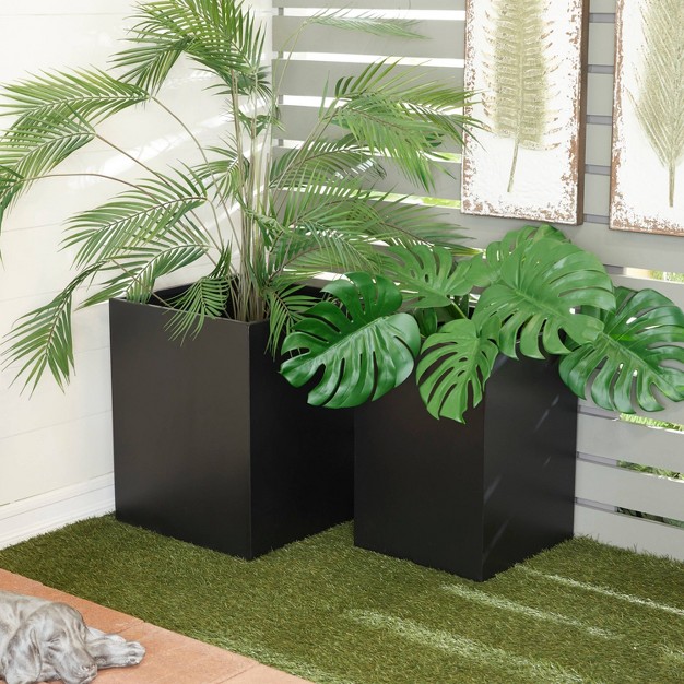 Olivia amp May 2pc Modern Novelty Metal Planter Pots