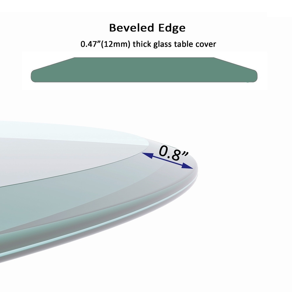 Round Tempered Glass Table Top Beveled Polished Edge (Only Table Top)