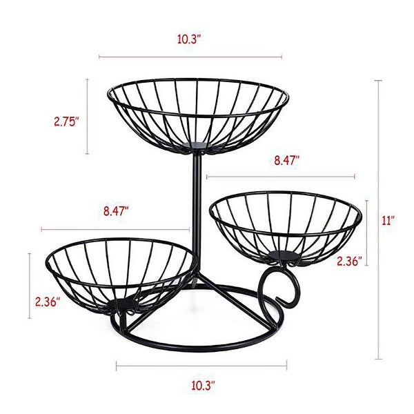 3-Tier Multifunctional Metal Fruit Storage Basket Stand Detachable