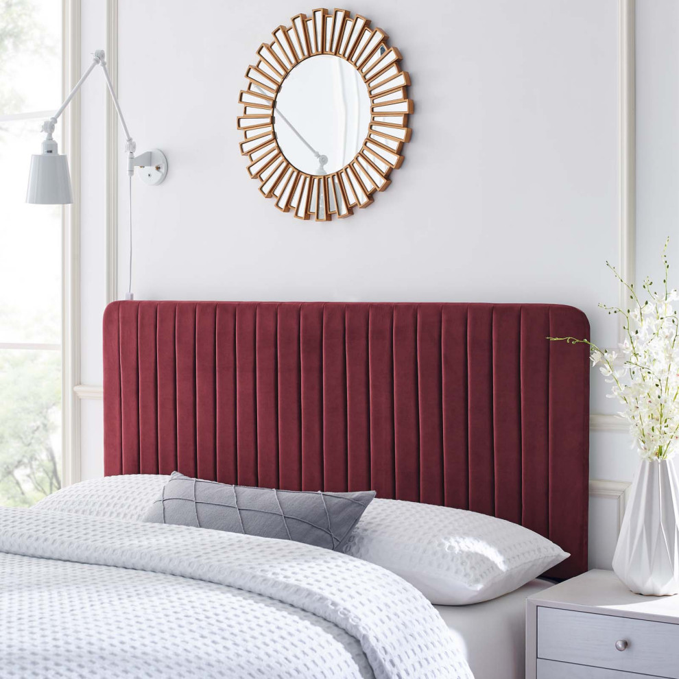 Milenna Channel Tufted Performance Velvet King/Cal King Headboard   Contemporary   Headboards   by ShopFreely  Houzz