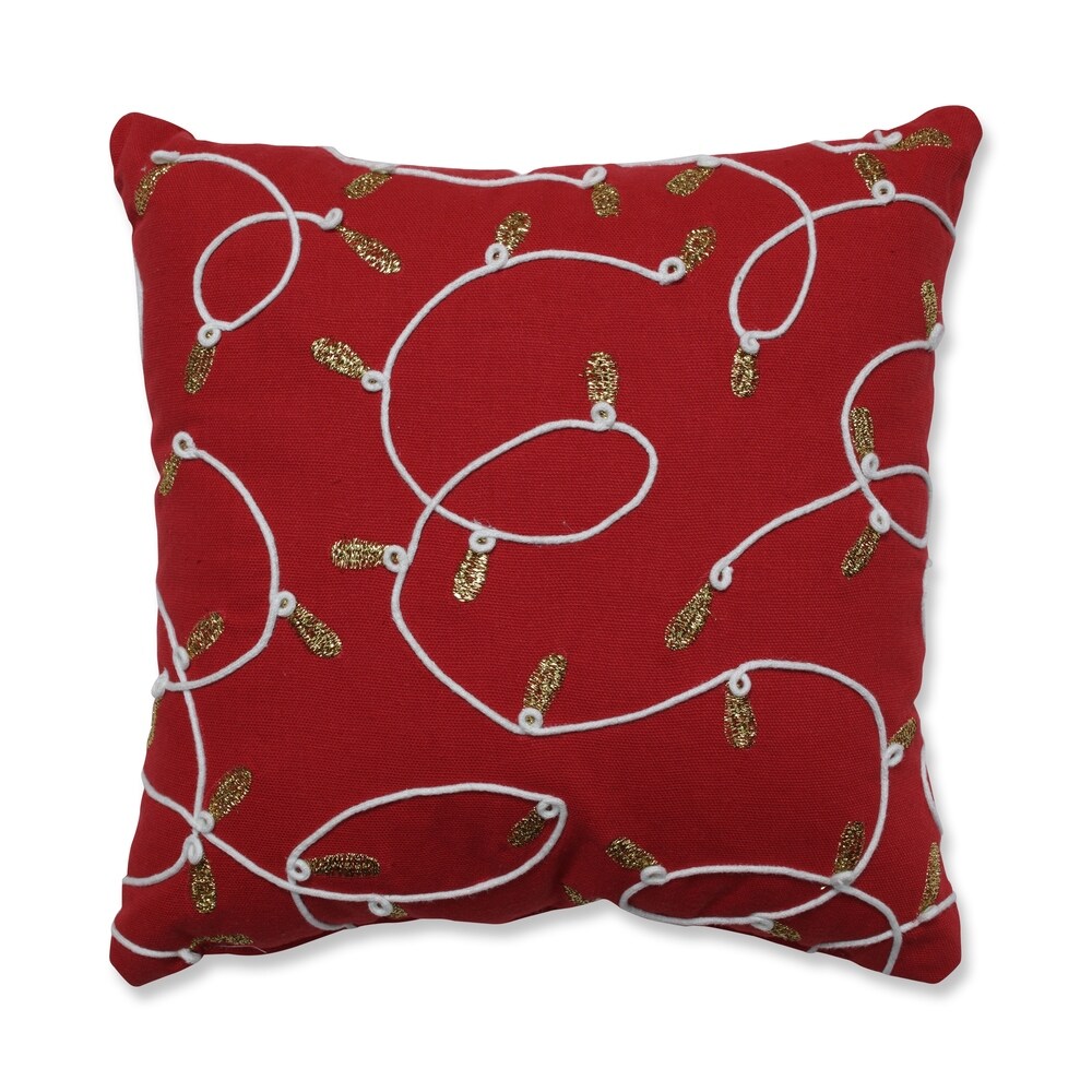 Pillow Perfect Strings of Lights Red 11.5 inch Throw Pillow