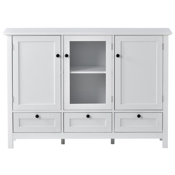 Wood Sideboard Accent Cabinet w/3 Drawers and Shelves