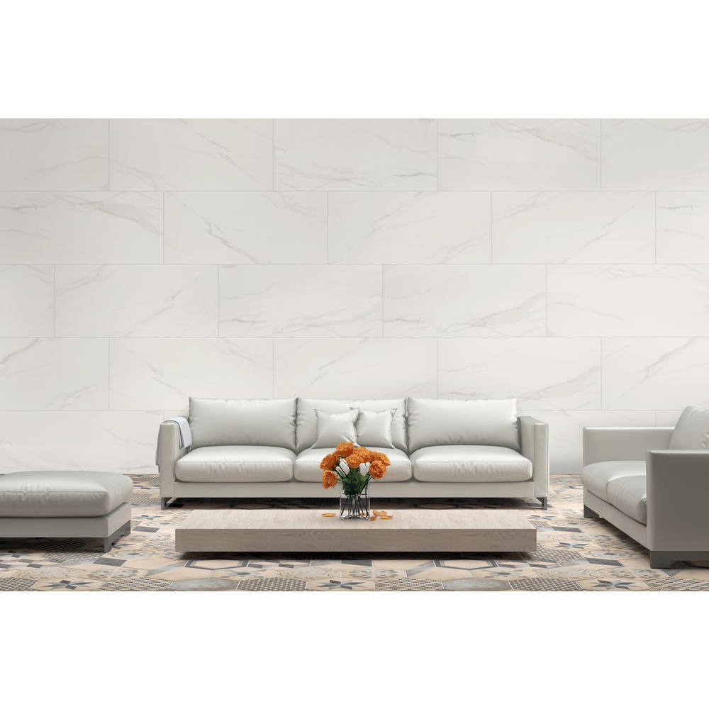 MSI Voyager Blanco 24 in. x 48 in. Matte Porcelain Marble Look Floor and Wall Tile (15.32 sq. ft.Case) NHDVOYBLA2448