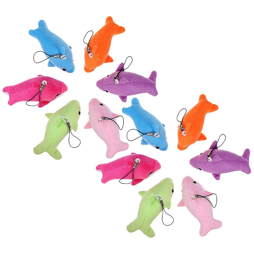 12pcs Plush  Key Chains Hanging Dolphin Keychains Cartoon Bag Pendants Lovely Pendants