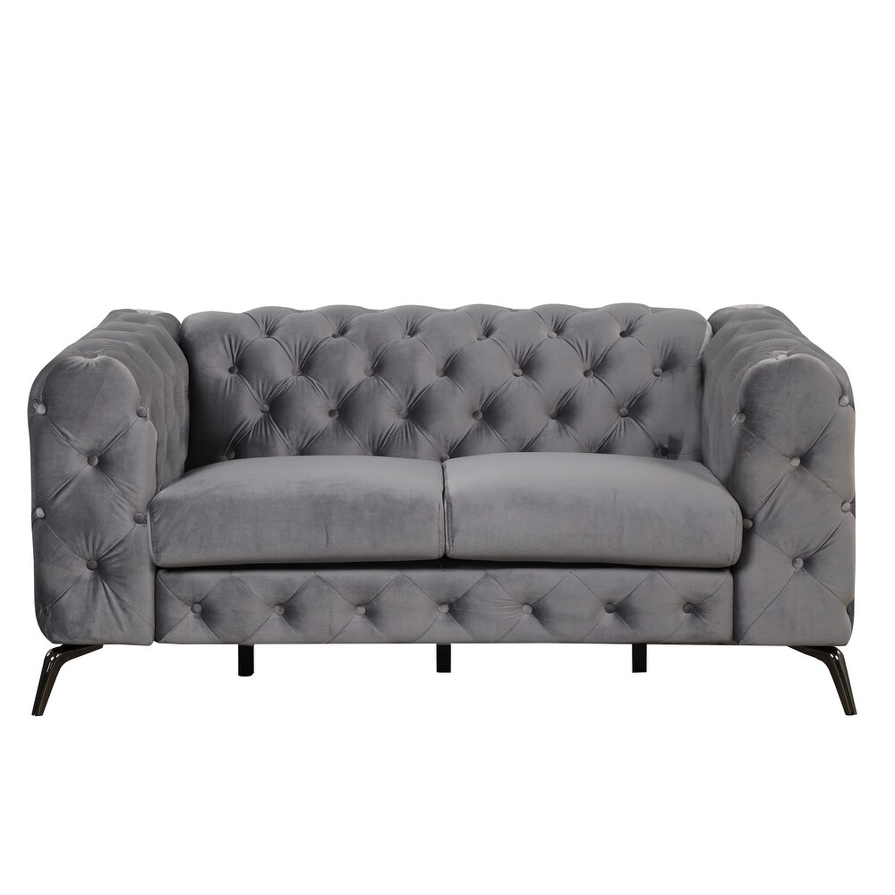 3 Piece Tufted Sofa Set in Velvet 3 Seat Sofa Loveseat Single Chair   189\