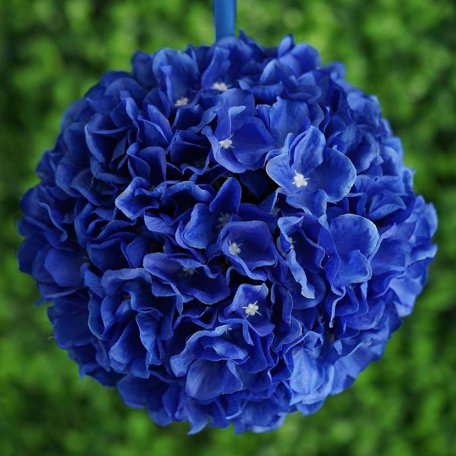 4 Pack Royal Blue Artificial Silk Hydrangea Kissing Flower Balls 7